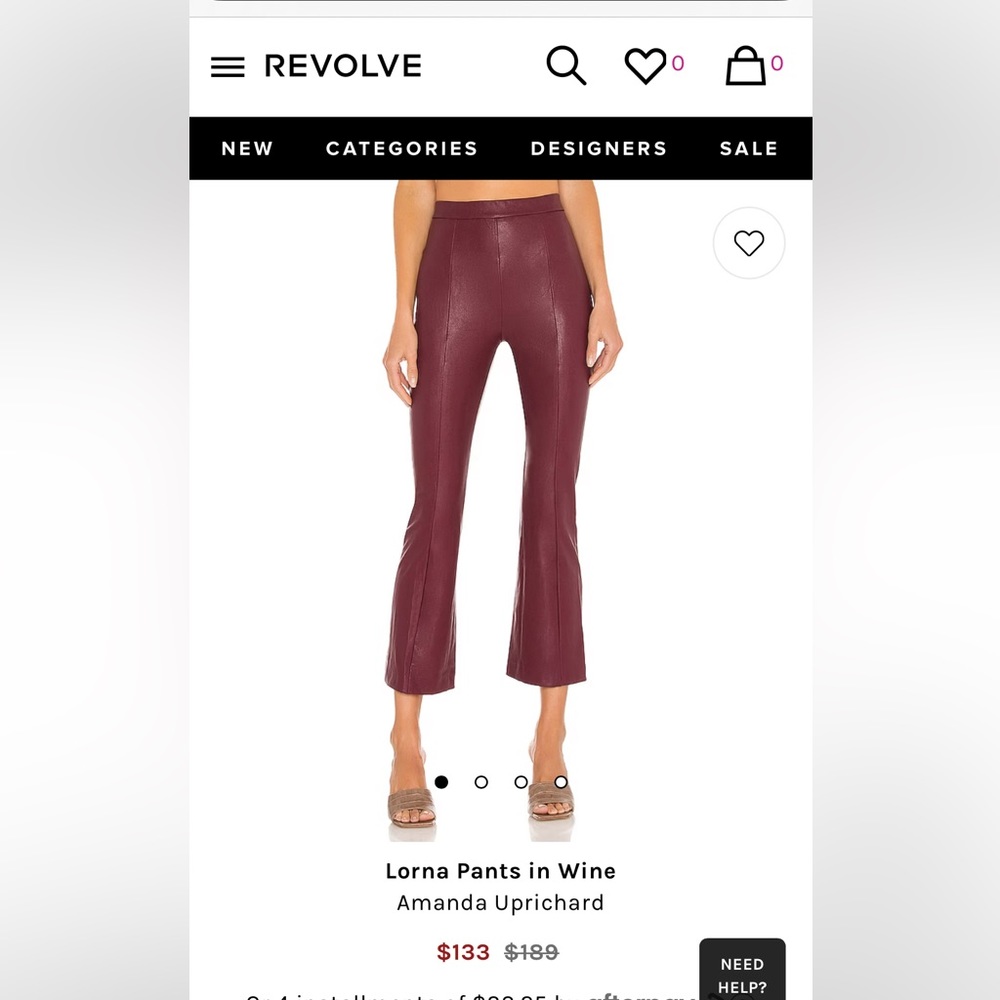 Lorna Pants in Wine Amanda Uprichard size S